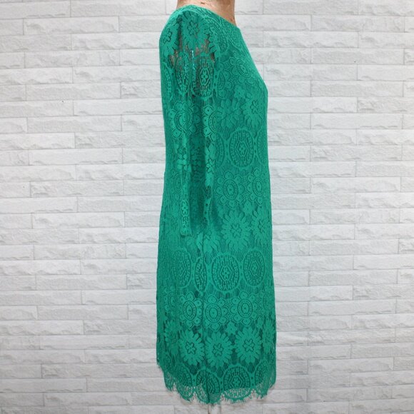 JESSICA HOWARD Dress Floral Lace Overlay Cocktail Party Green 10 Petite - Picture 3 of 13
